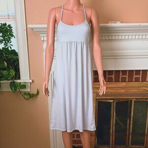 Laura Ashley Blue Striped Nightgown M Lace Halter Back